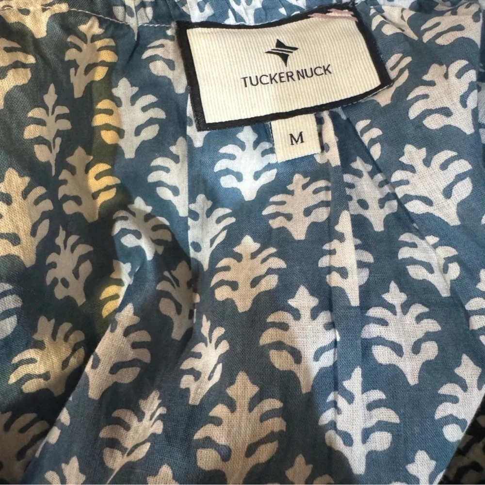 Tuckernuck Salty Paloma Blue and White Patterned Midi Dress - Picture 7 of 7